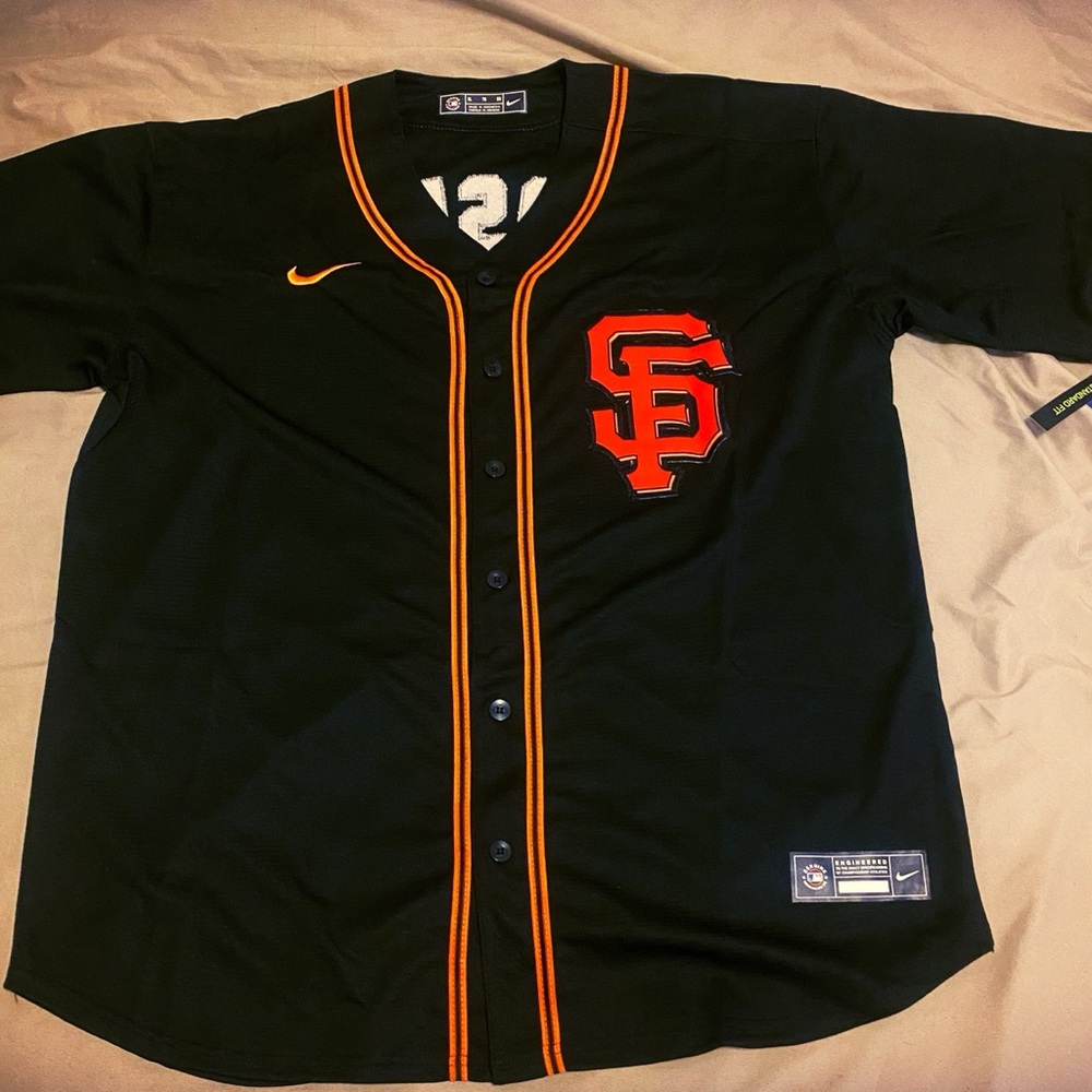 San Francisco Giants Buster Posey Nike Black and Orange Sports Jersey